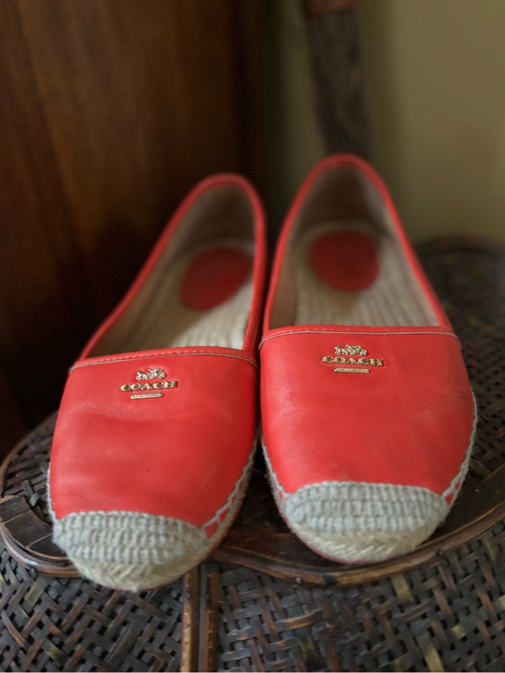 Coach Women’s Blood Orange Leather Espadrille Flats